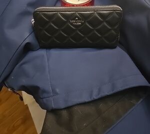 Kate Spade Black Quilted Zip-Around Wallet